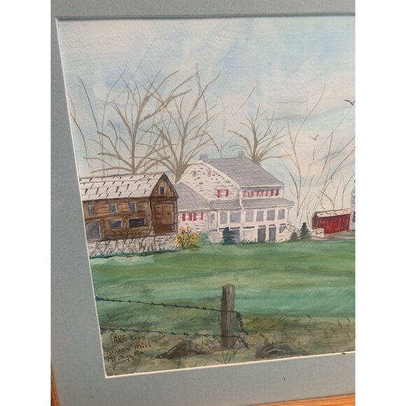 Original Watercolor Painting Rissers Mill Signed by Anna Ruth Enders Frame Wall - Picture 4 of 10